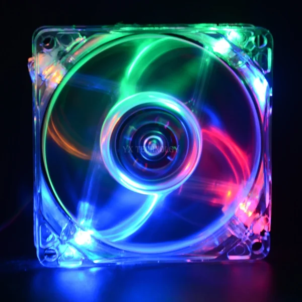 SZYTF-ventilador de refrigeración sin escobillas 8025 GDT, luz verde y roja, cuatro colores, LED, para PC, carcasa de ordenador, 80mm, 8080x25mm, 8025S, cc 12V, Enfriador de 4 pines