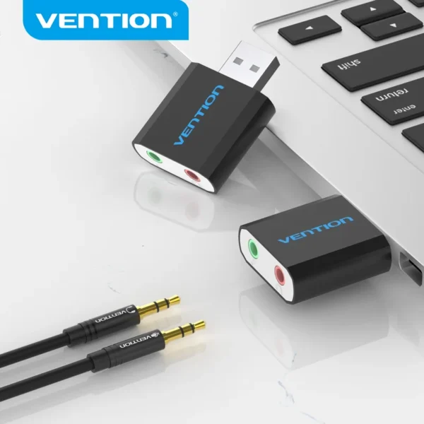 Vention-tarjeta de sonido USB, interfaz de Audio USB, adaptador de auriculares, tarjeta de sonido para micrófono, altavoz, portátil, PS4, ordenador, tarjeta de sonido externa